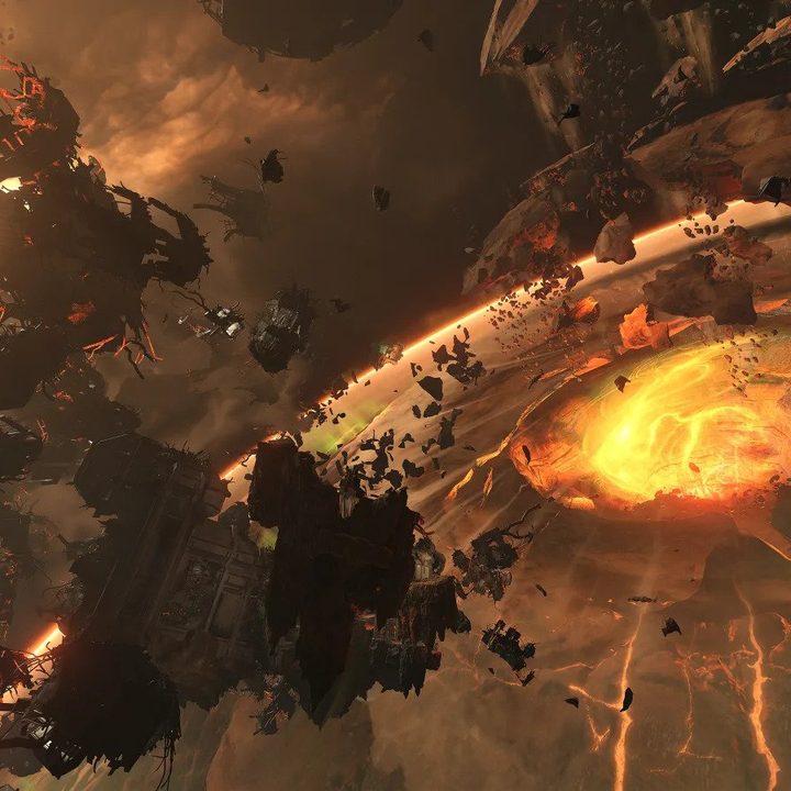The surface of an alien planet in Doom Eternal.