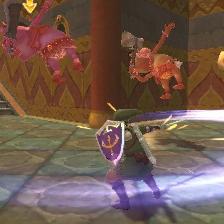 Link swings a sword in The Legend of Zelda Skyward Sword HD.