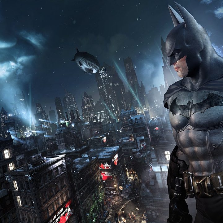 Batman looks out over the city in Batman: Arkham Asylum.