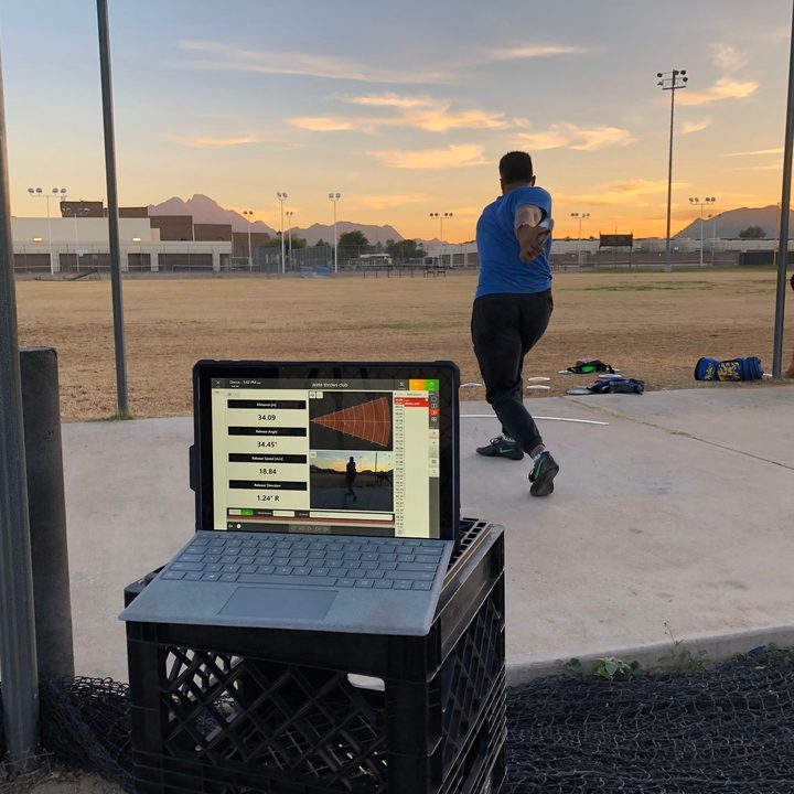 A hammer thrower using a radar based throw analysis system.