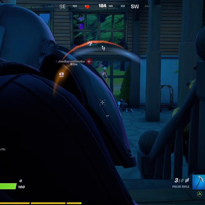 Taking on multiple enemies at Weeping Woods in Fortnite.