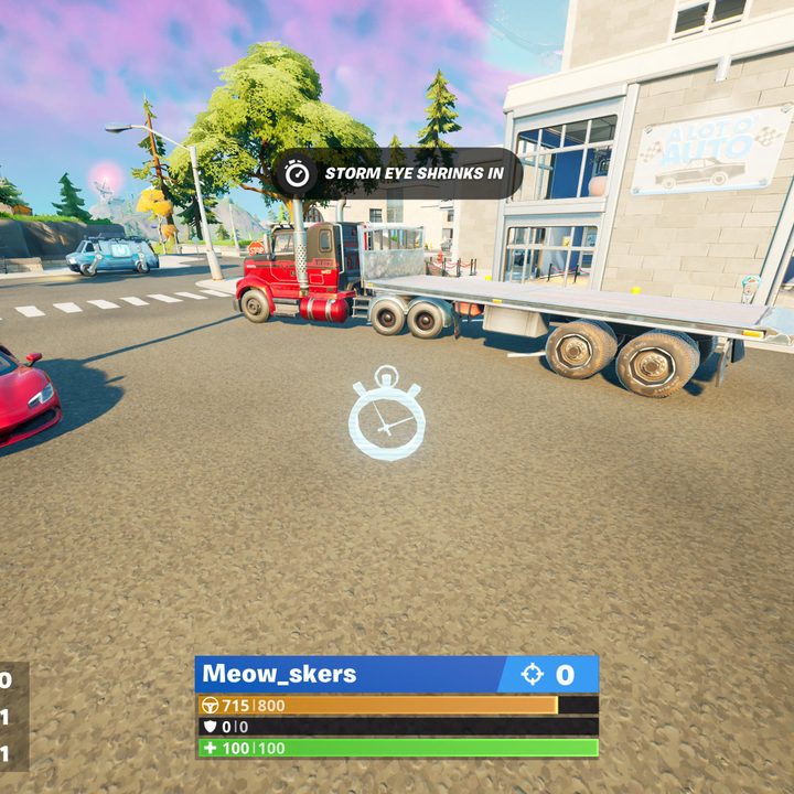 Whiplash next to a time trial in Fortnite.