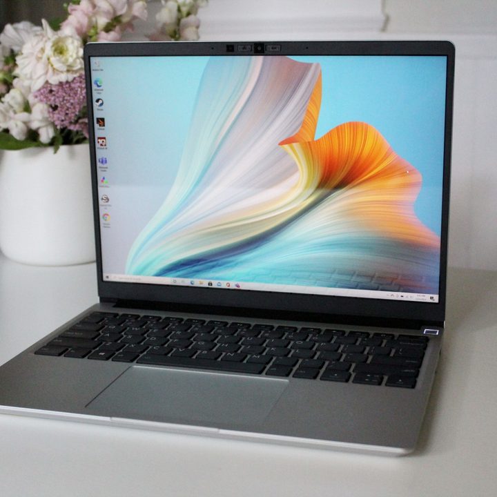 The Framework Laptop open, showing the 3:2 display.