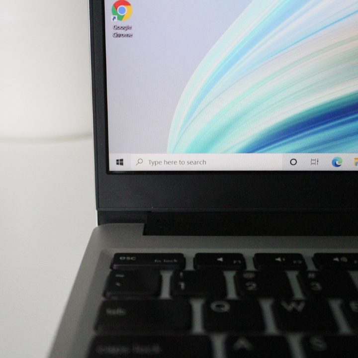 The Framework Laptop's display has a thick bottom chassis.