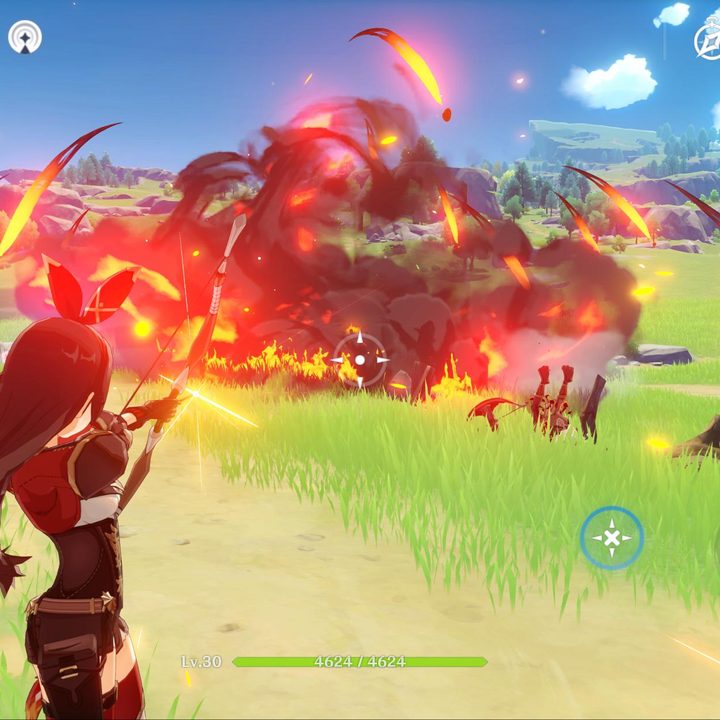 An archer shooting an explosive arrow.