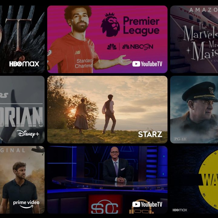 Google TV showing different show panels.