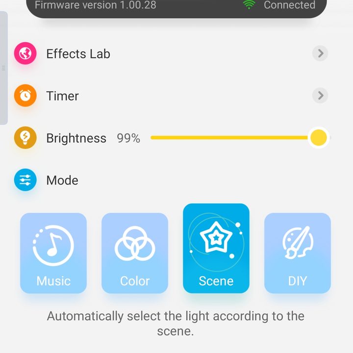 You can pick form a variety of color animations in the Govee app.