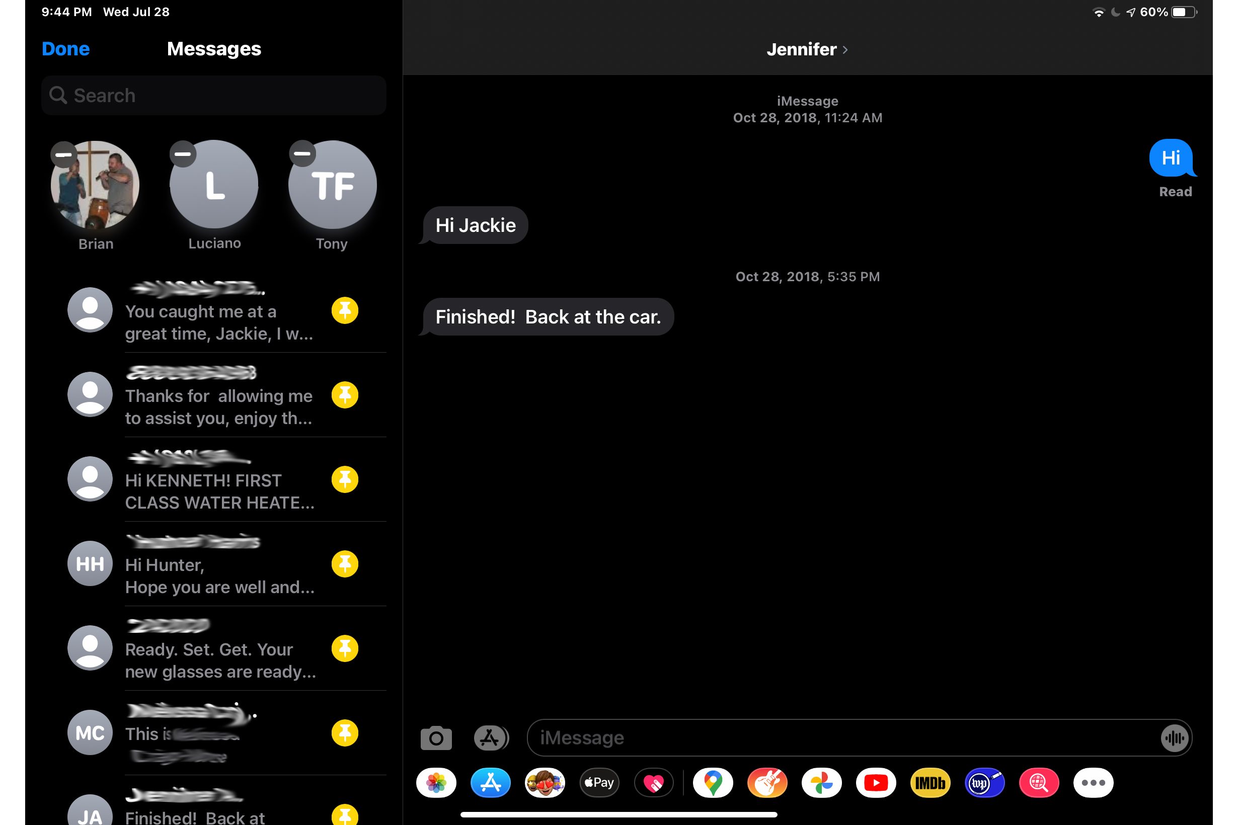 How to pin in Messages in iPadOS 14.