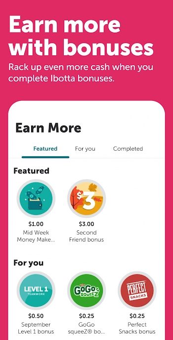 Ibotta earn more panel.