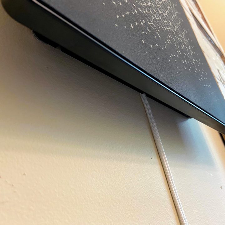 View of power cord on the Ikea Symfonisk Picture Frame Speaker.