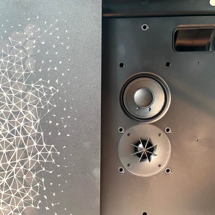 Ikea Symfonisk Picture Frame Speaker with art removed, showing drivers.