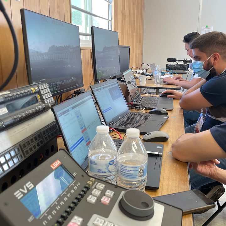 Crack team of Intel engineers siting in front of monitors using 3DAT at Olympic Trials.