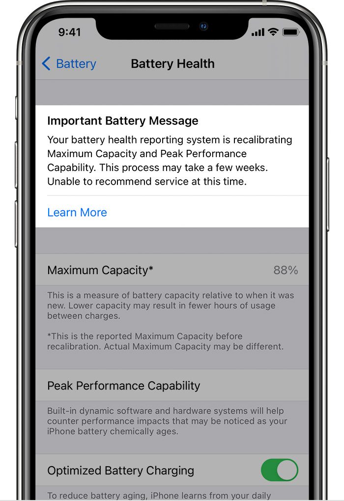 iPhone 11 battery recalibration.