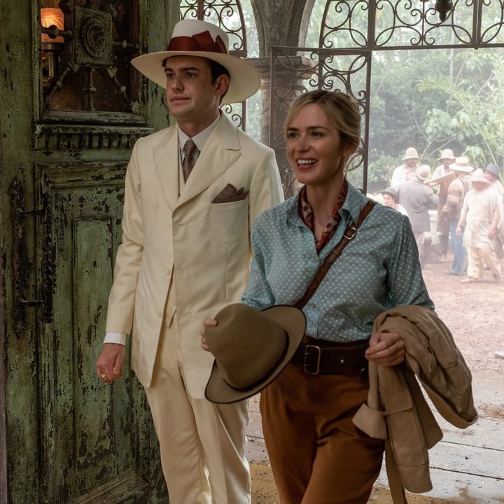 Jack Whitehall and Emily Blunt in a scene from Disney's Jungle Cruise movie.
