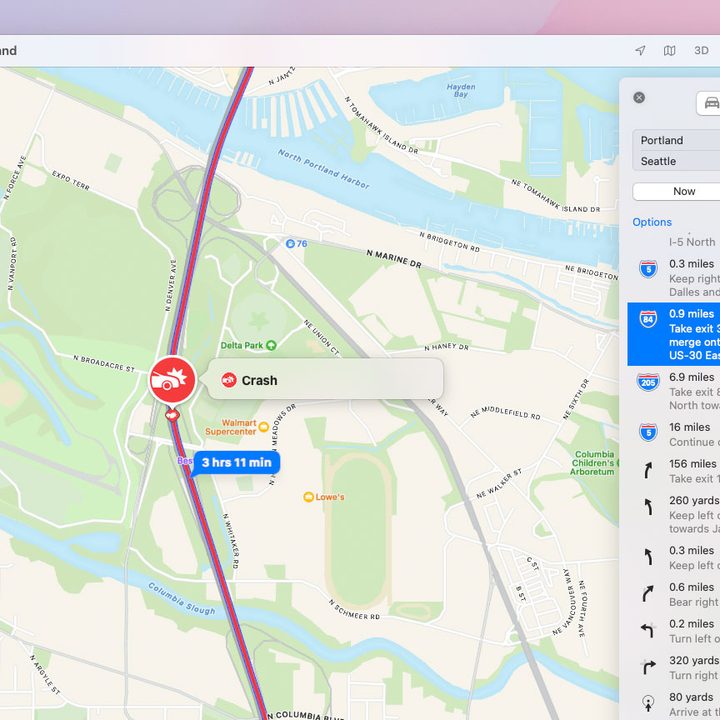 Apple Maps in Apple's MacOS Monterey public beta.