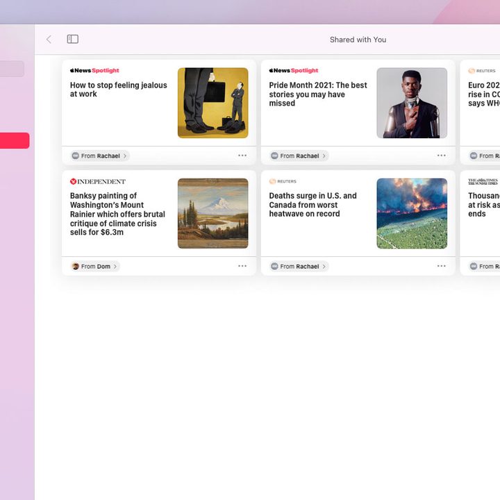 Apple News and Shared With You in Apple's MacOS Monterey public beta.