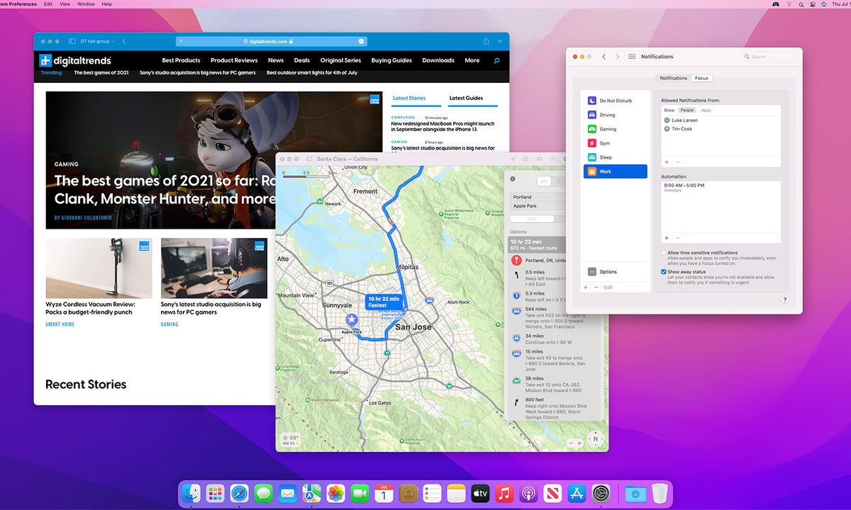 Safari, Apple Maps, and Focus in Apple's MacOS Monterey public beta