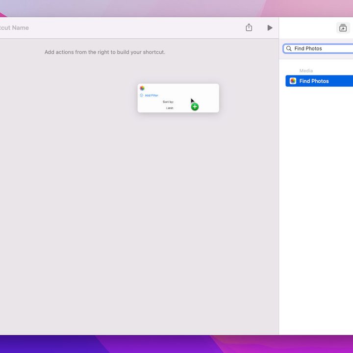 Dragging and dropping a component onto the canvas in Shortcuts.