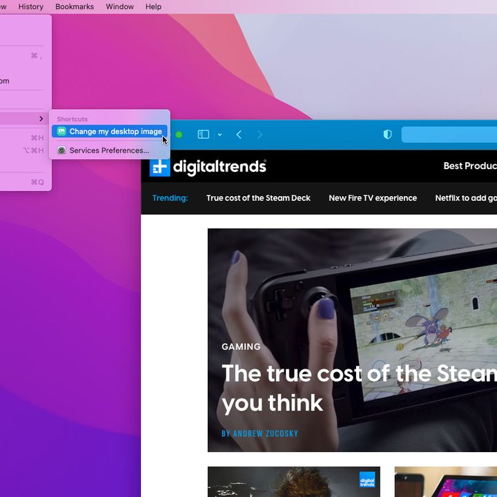 The quick-action menu to access shortcuts.
