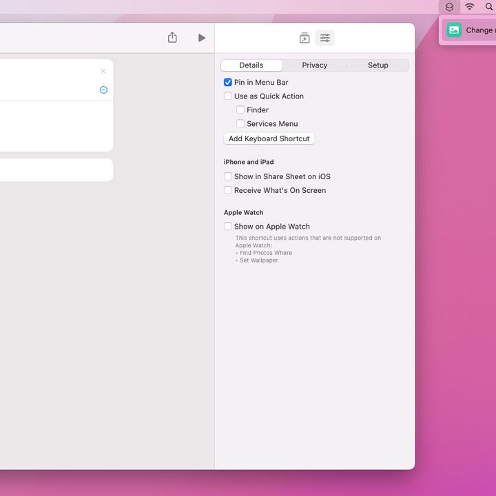 A favorite shortcut saved in the Mac menu bar.