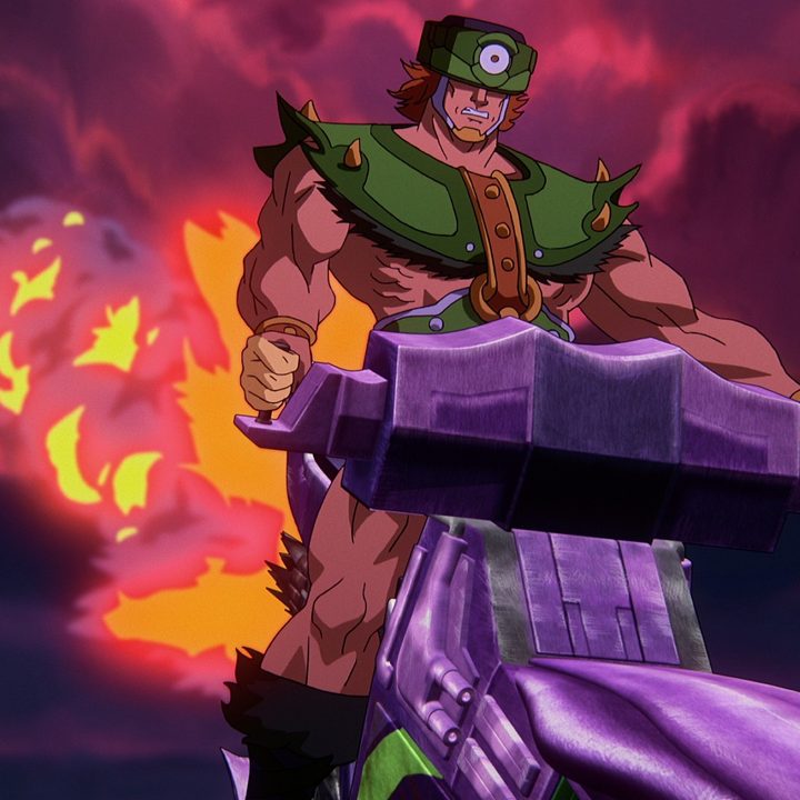 Tri-Klops riding a ship in Masters of the Universe: Revelation.