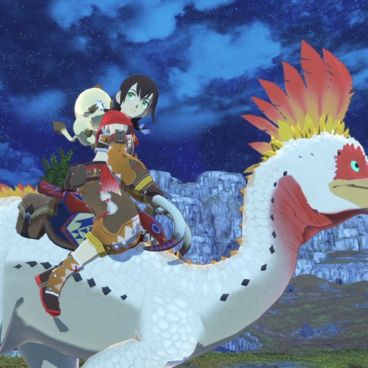 A rider rides a monster in Monster Hunter Stories 2.