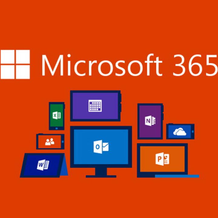 Office 365 Apps on an orange background.