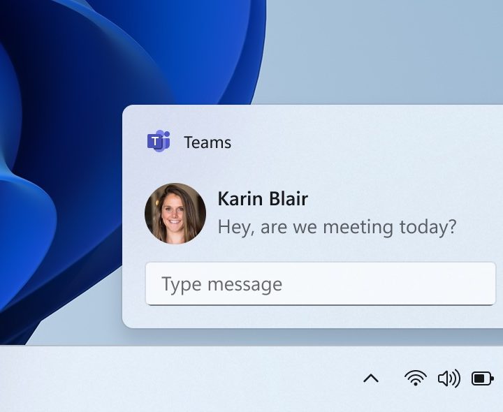 An in-line Teams notification.