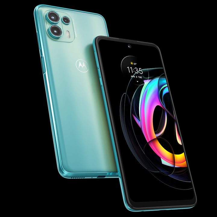 Motorola Moto Edge 20 Lite in Lagoon Teal.