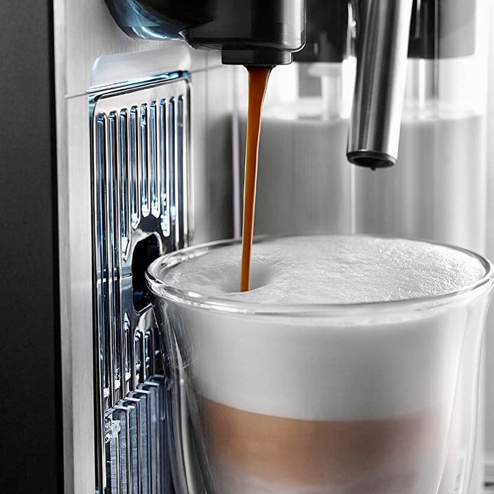 A cappuccino being blended by the Nespresso Lattissima Pro.
