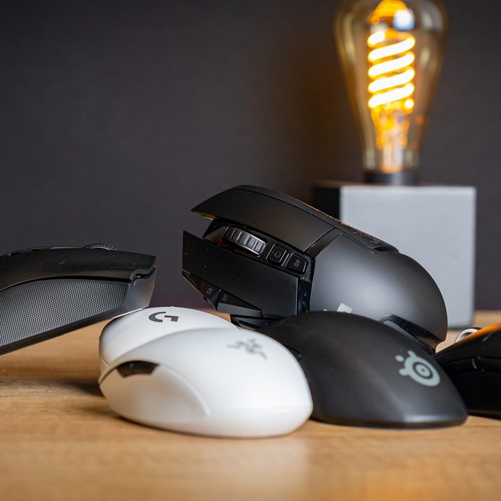 A pile of gaming mice.