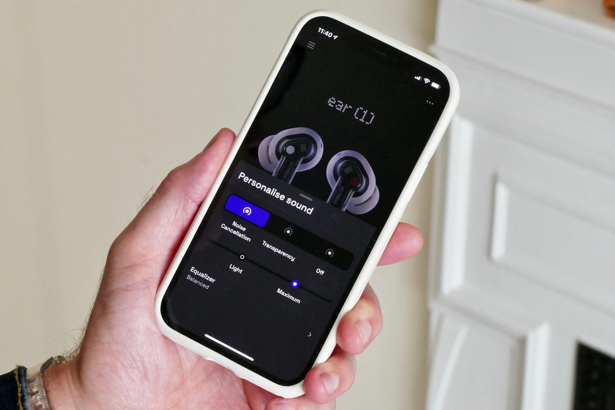 Nothing Ear 1 app showing ANC controls.
