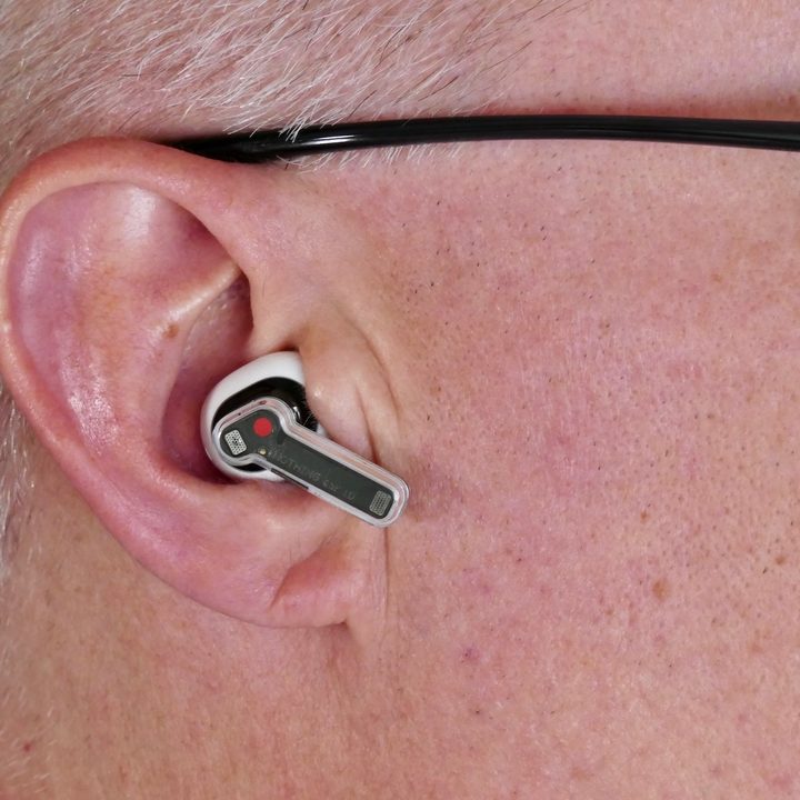 Nothing Ear 1 shown in an ear.