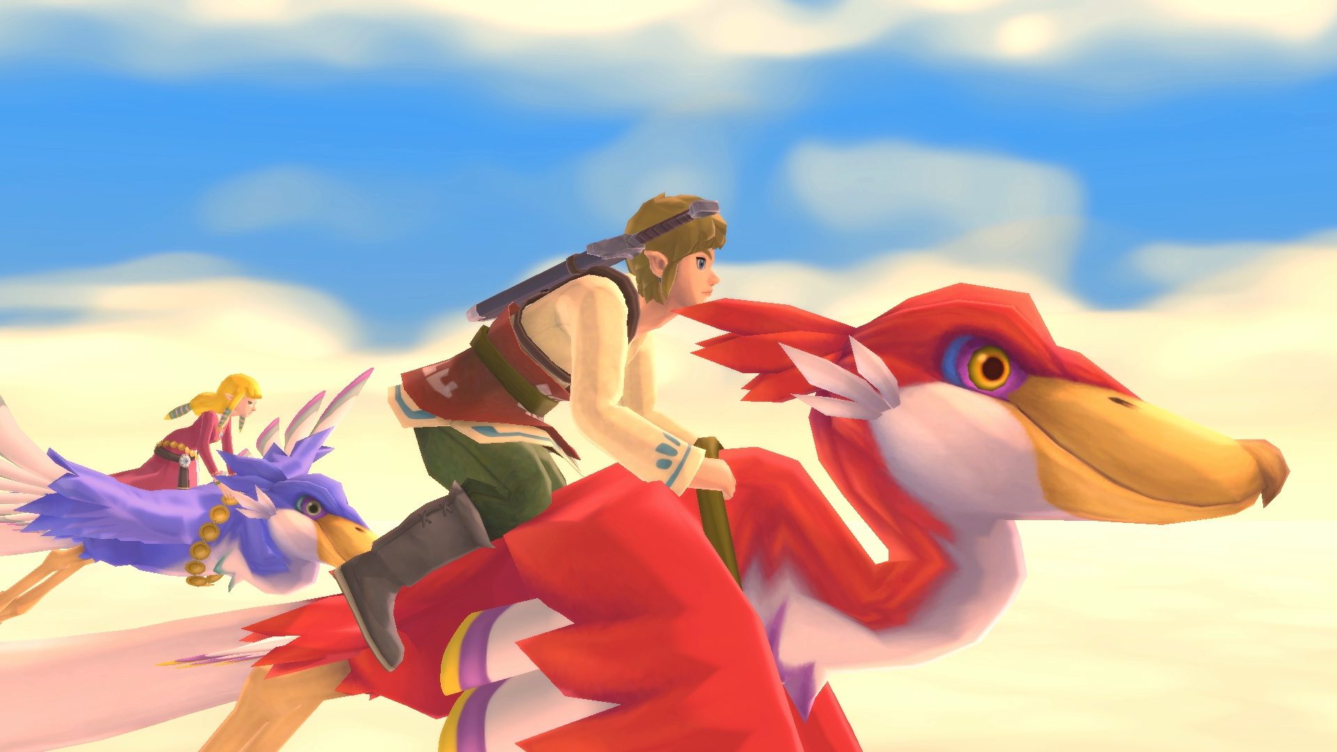 Link flying in The Legend of Zelda Skyward Sword HD