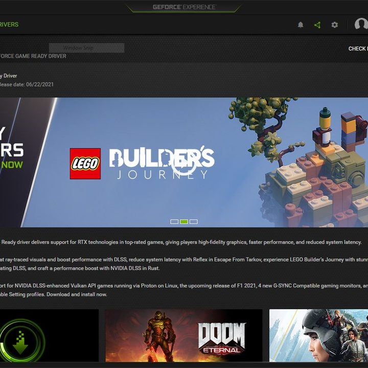 Game Ready Drive in Nvidia GeForce Experience.