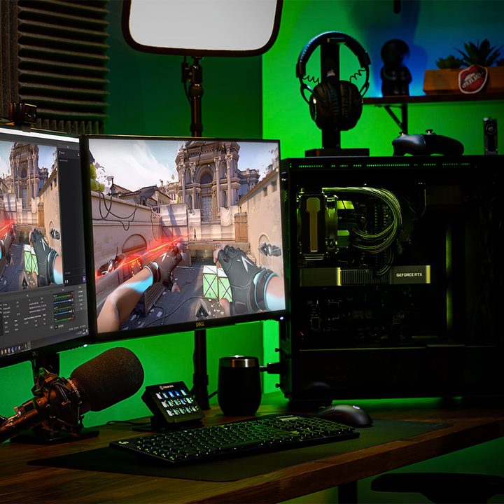 Nvidia GeForce RTX Gaming Setup with Monitor and PC build.