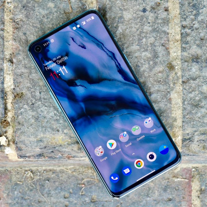 The OnePlus Nord 2's screen.