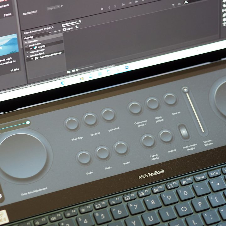 Closeup on ZenBook Pro Duo second display, ScreenPad+.