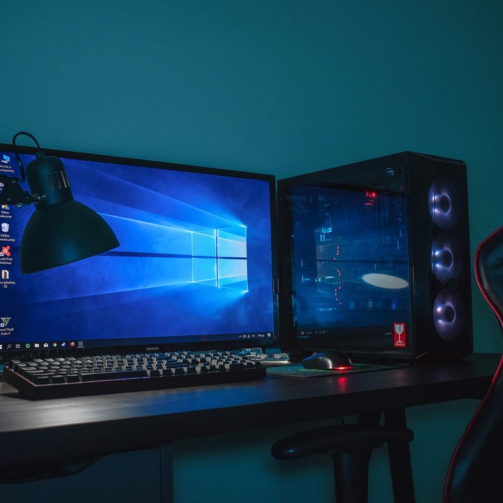 A PC build setup.