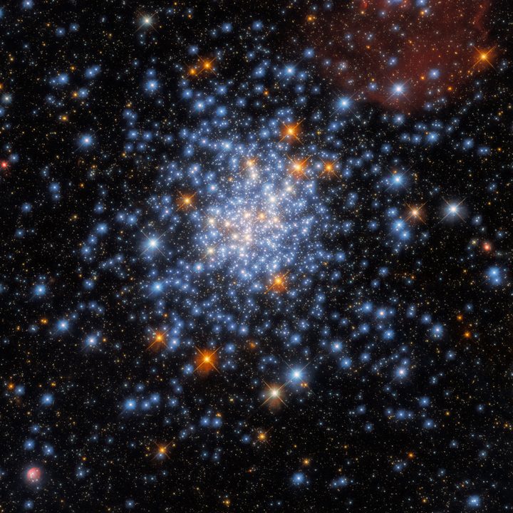 This image taken with the NASA/ESA Hubble Space Telescope depicts the open star cluster NGC 330, which lies around 180,000 light-years away inside the Small Magellanic Cloud. The cluster &ndash; which is in the constellation Tucana (the Toucan) &ndash; contains a multitude of stars, many of which are scattered across this striking image.
