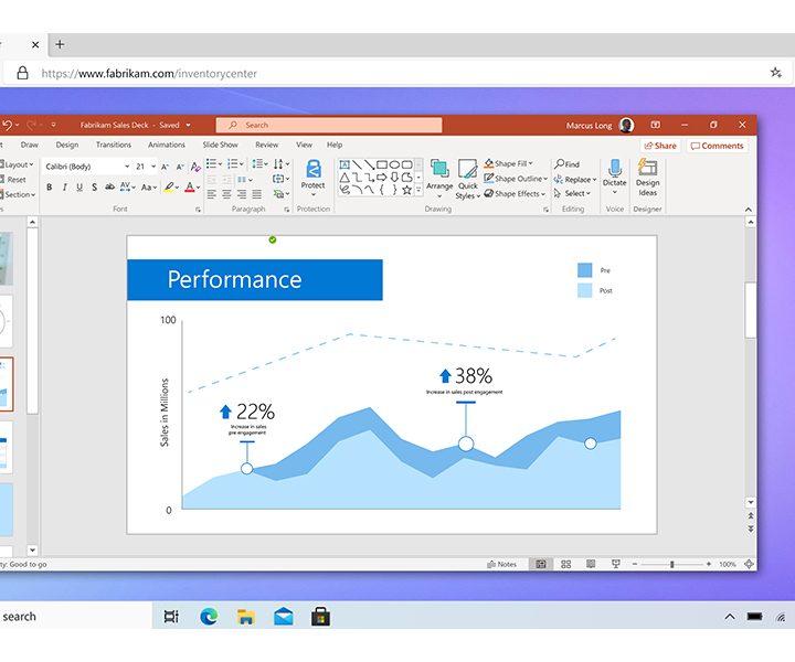 Windows 365 Cloud PC running in web browser showing powerpoint.