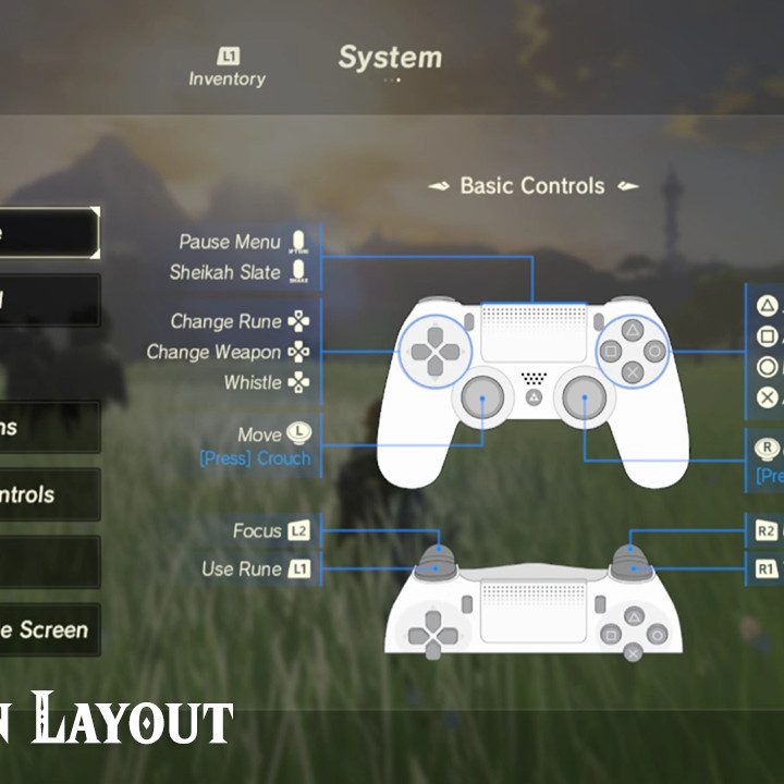 button layout for a PS4 controller in Breath of the Wild.