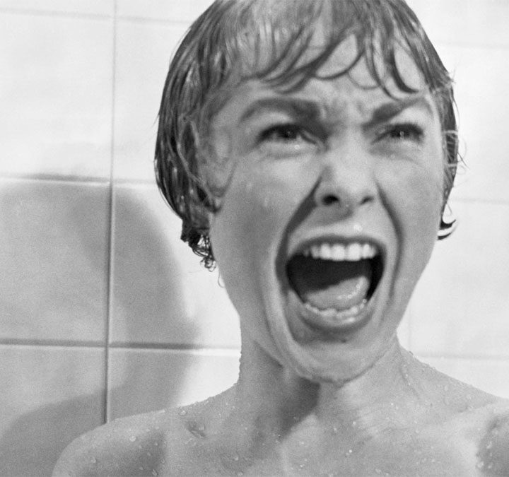 A woman screams in the shower in Psycho.