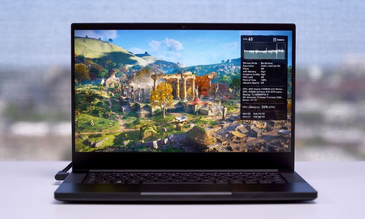 Razer Blade 14 front view showing display and keyboard deck.