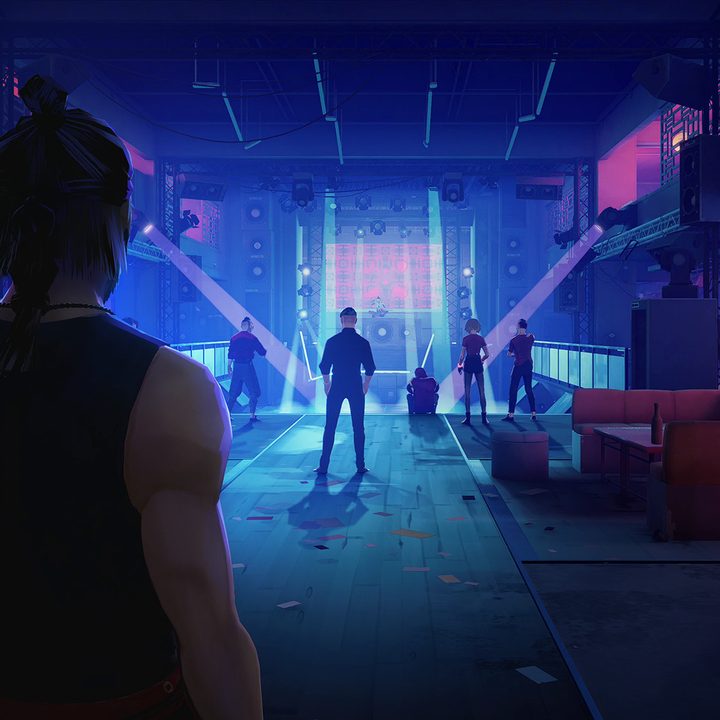 Sifu's main character stares down a club full of enemies.