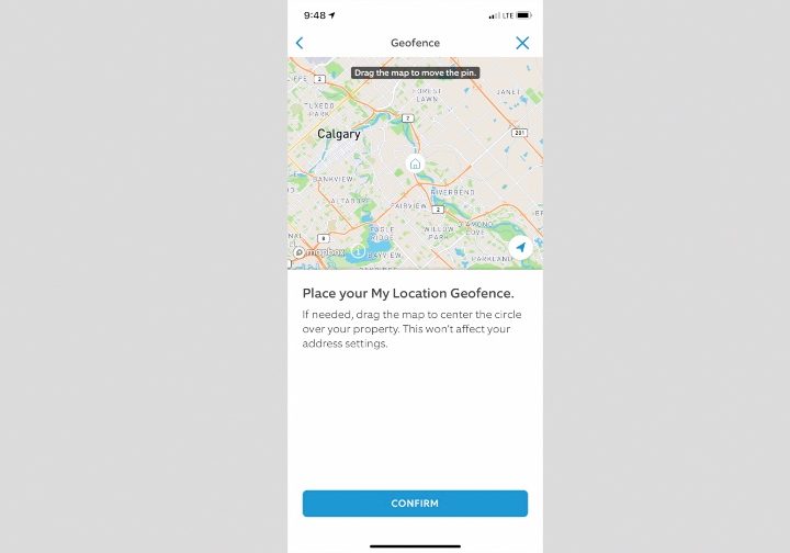 Adjusting the location of the geofence circle on the map.