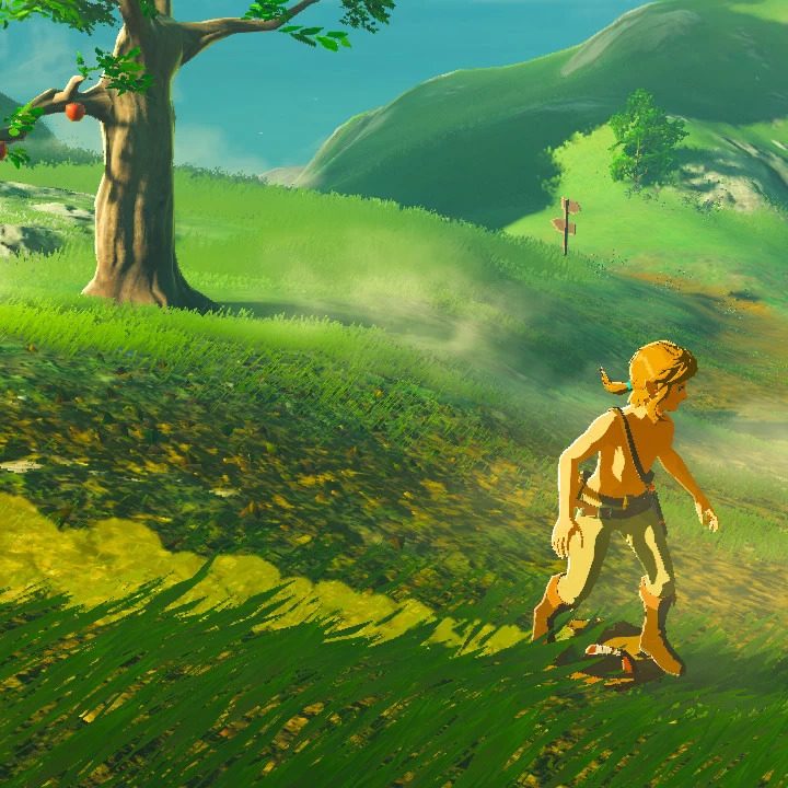 Link shield surfing in Breath of the Wild.