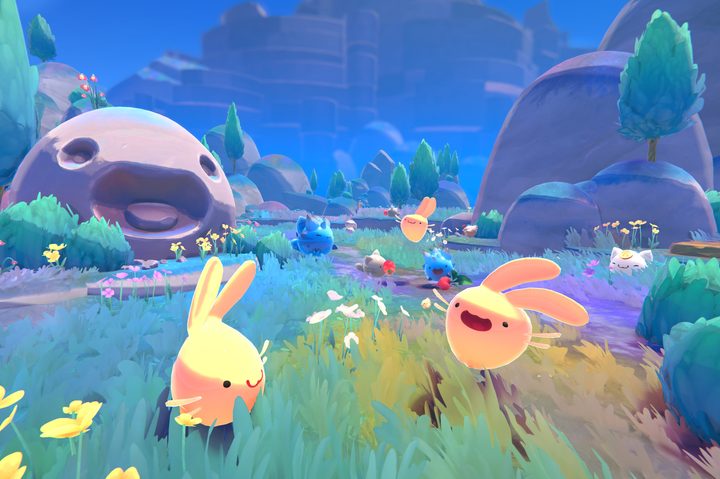 Slimes bouncing around in the wild.