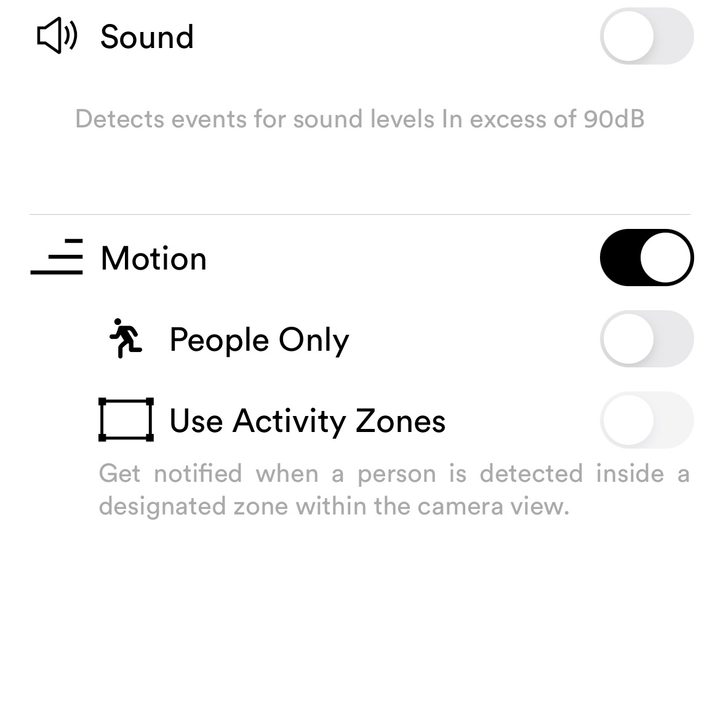 Set custom sound and motion alerts