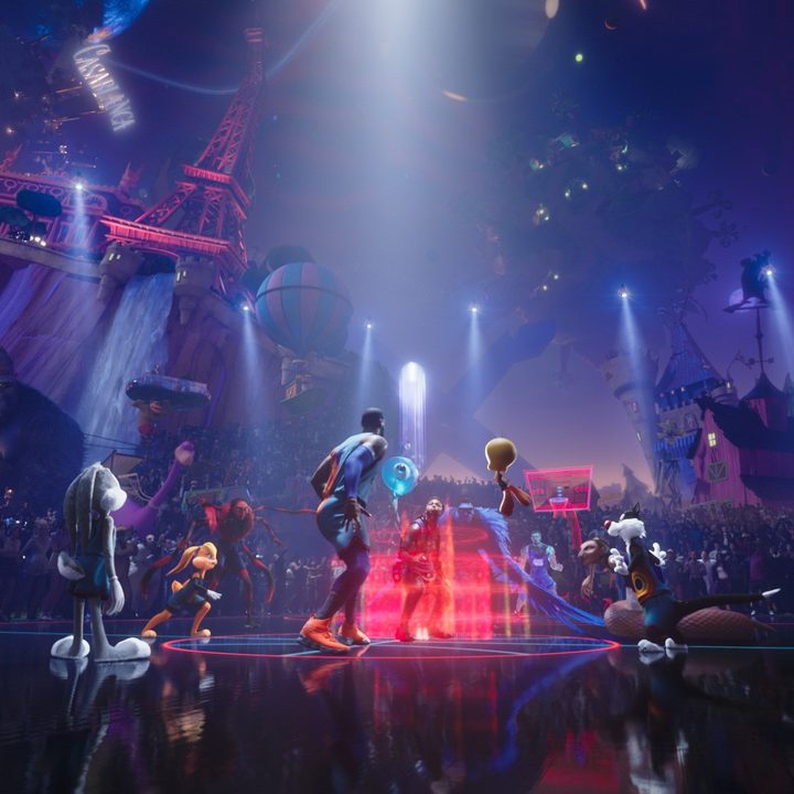 A scene featuring LeBron James in Space Jam: A New Legacy.